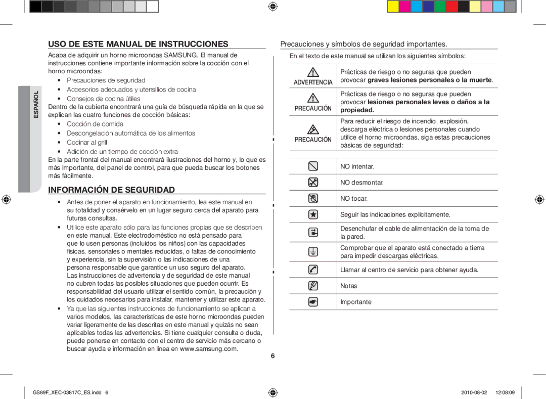 Samsung GS89F-S/XEC Uso de este manual de instrucciones, Información de seguridad, Propiedad 