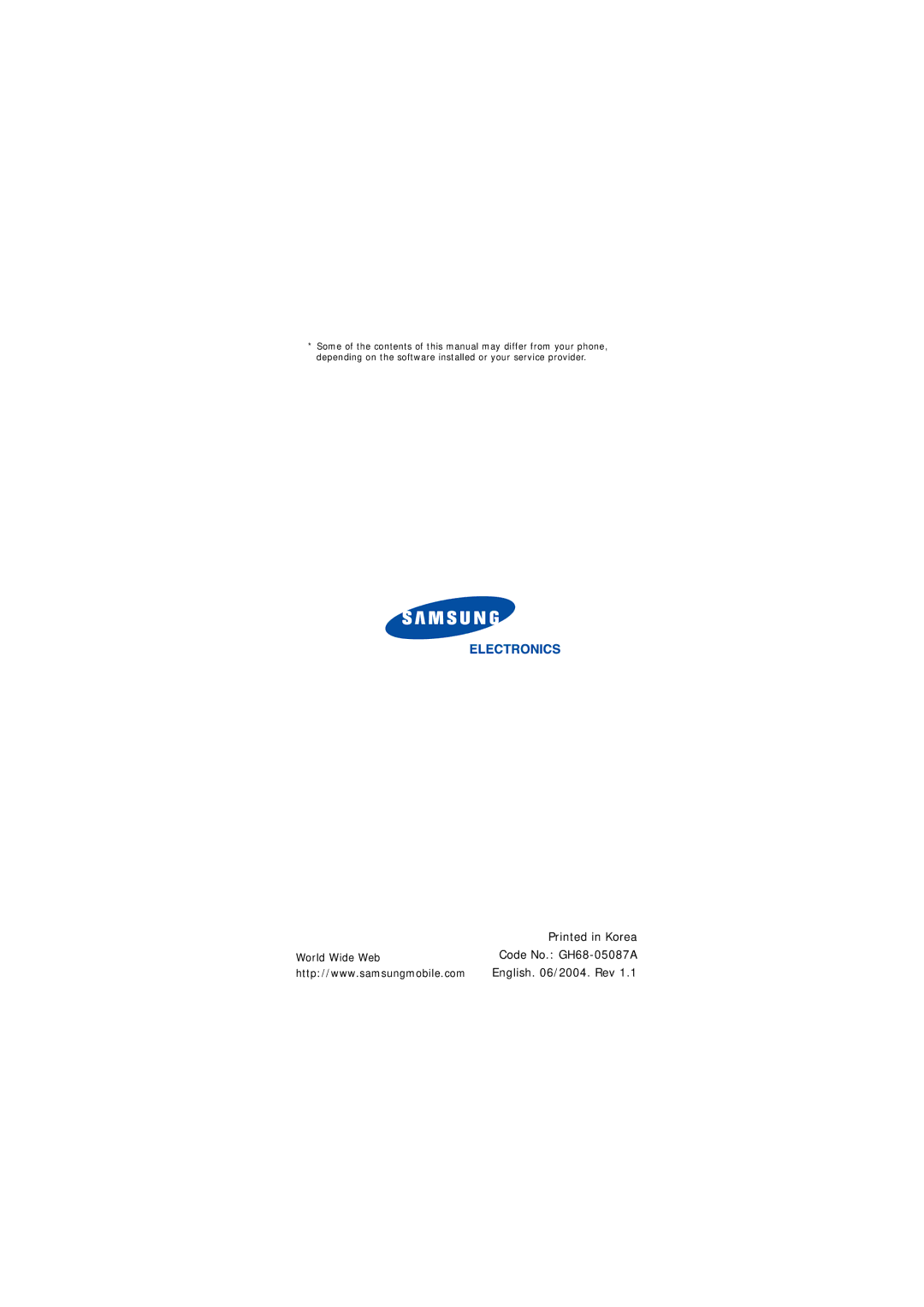 Samsung GSM1800, GSM900 manual World Wide Web 