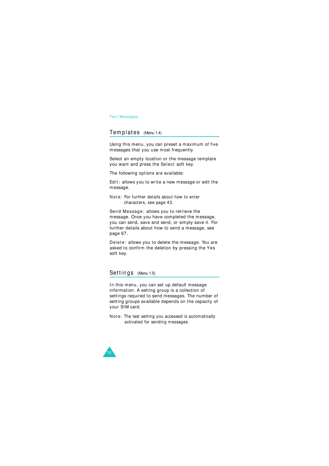 Samsung GSM900, GSM1800 manual Templates Menu 