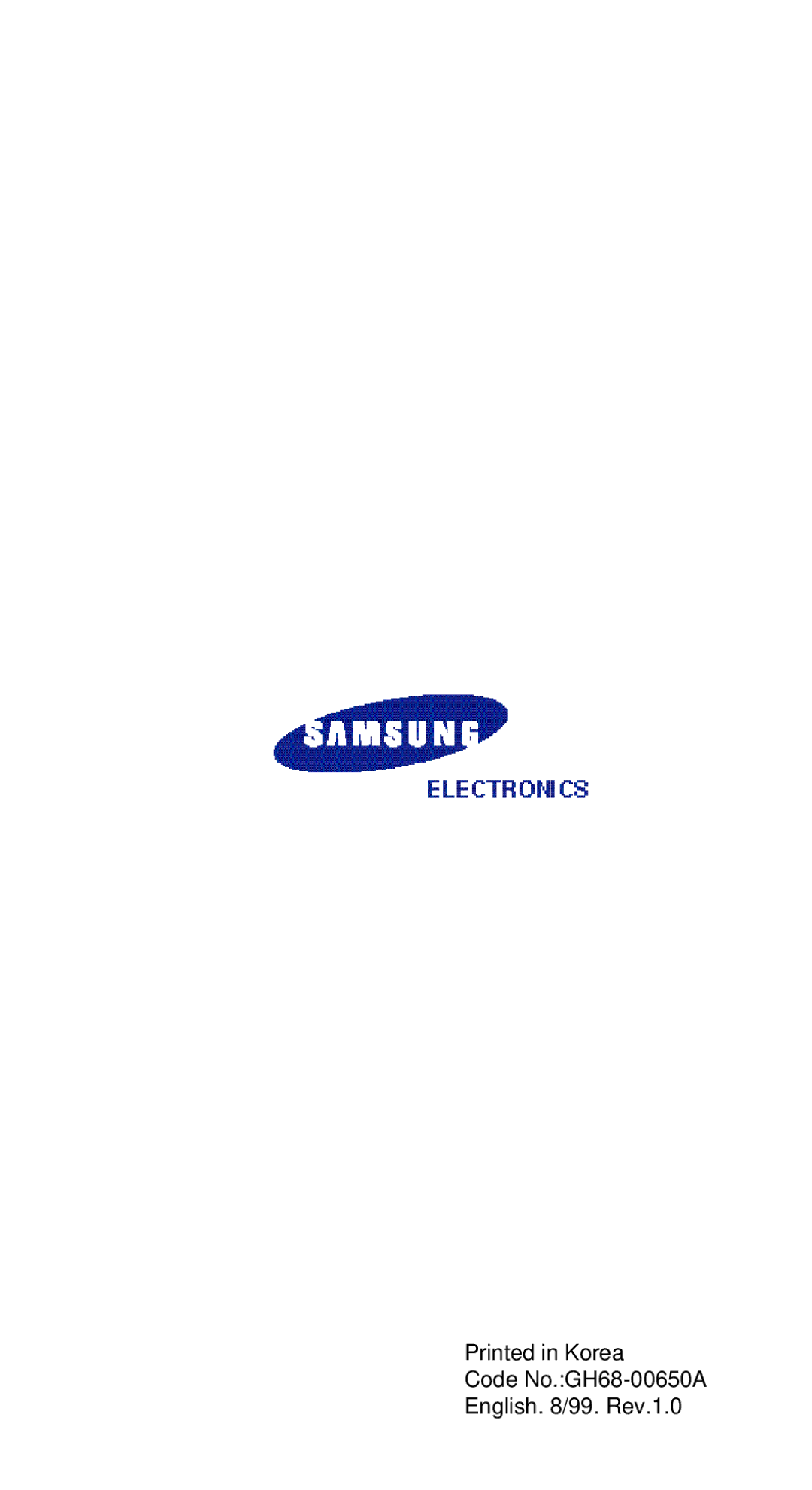 Samsung GSM/DCSI1800 owner manual Code No.GH68-00650A English /99. Rev.1.0 