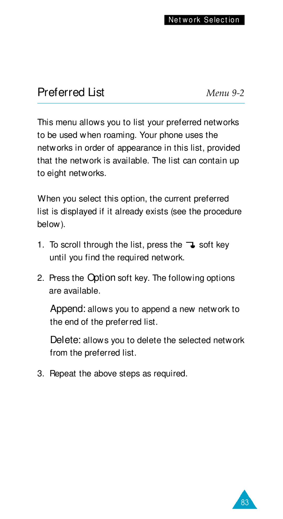 Samsung GSM/DCSI1800 owner manual Preferred List 