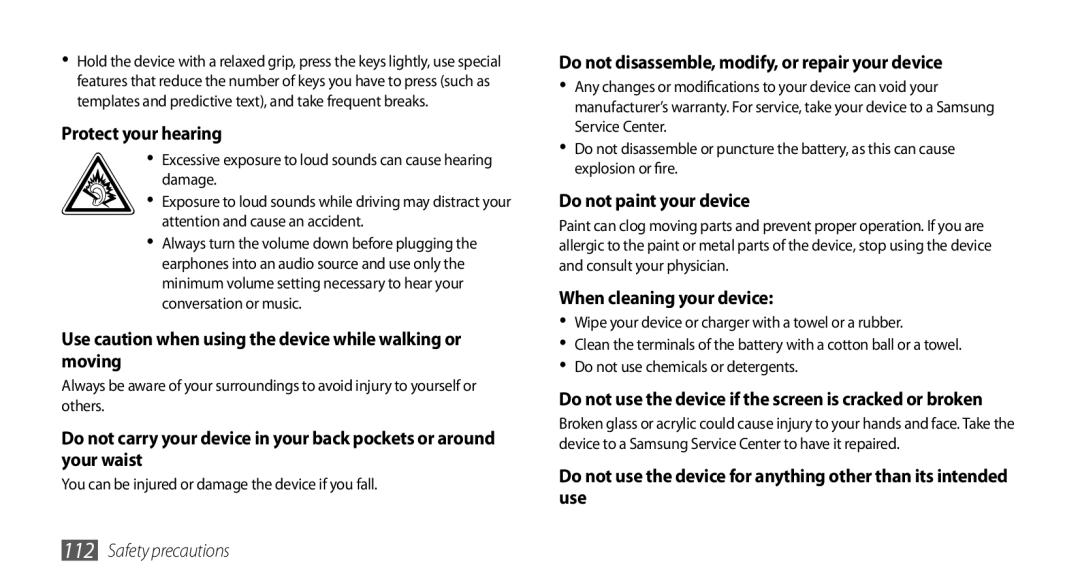 Samsung GT-15510 user manual Use caution when using the device while walking or moving 