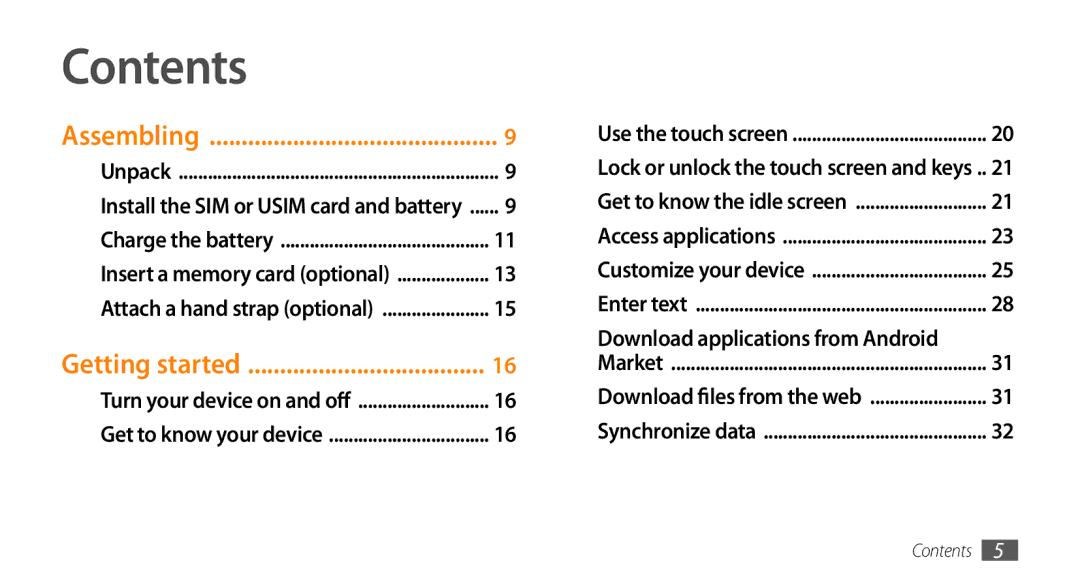 Samsung GT-15510 user manual Contents 