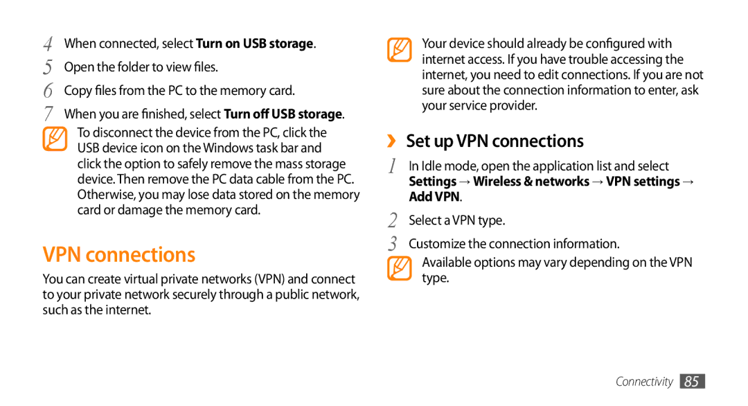 Samsung GT-15510 user manual ›› Set up VPN connections, Add VPN 