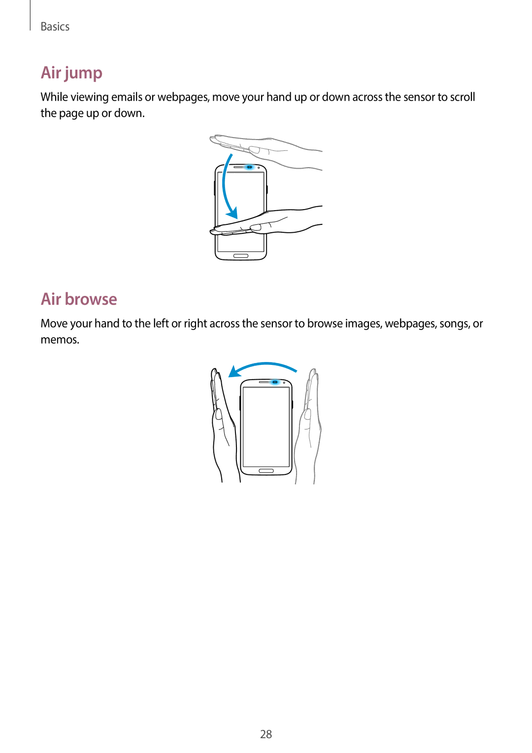 Samsung GT-19505 user manual Air jump, Air browse 