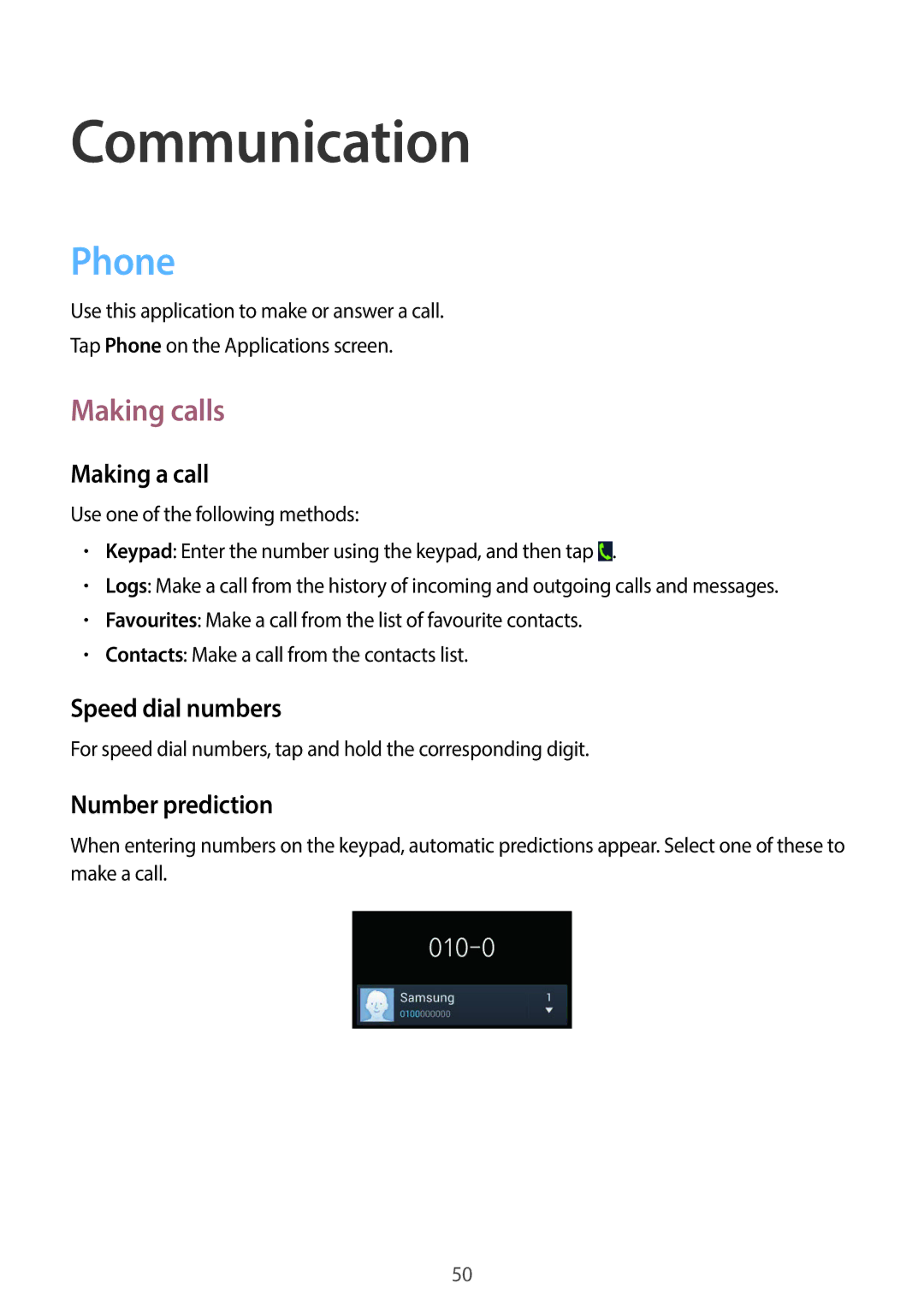 Samsung GT-19505 user manual Communication, Phone, Making calls 