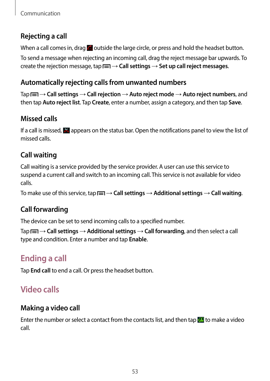 Samsung GT-19505 user manual Ending a call, Video calls 