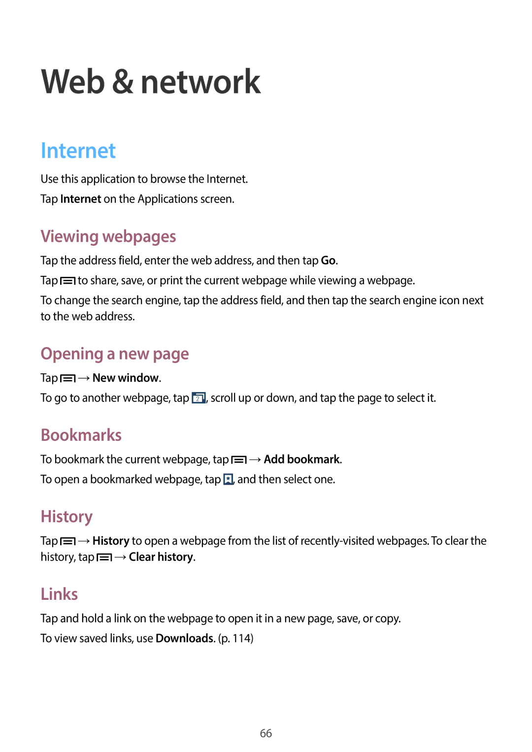 Samsung GT-19505 user manual Web & network, Internet 