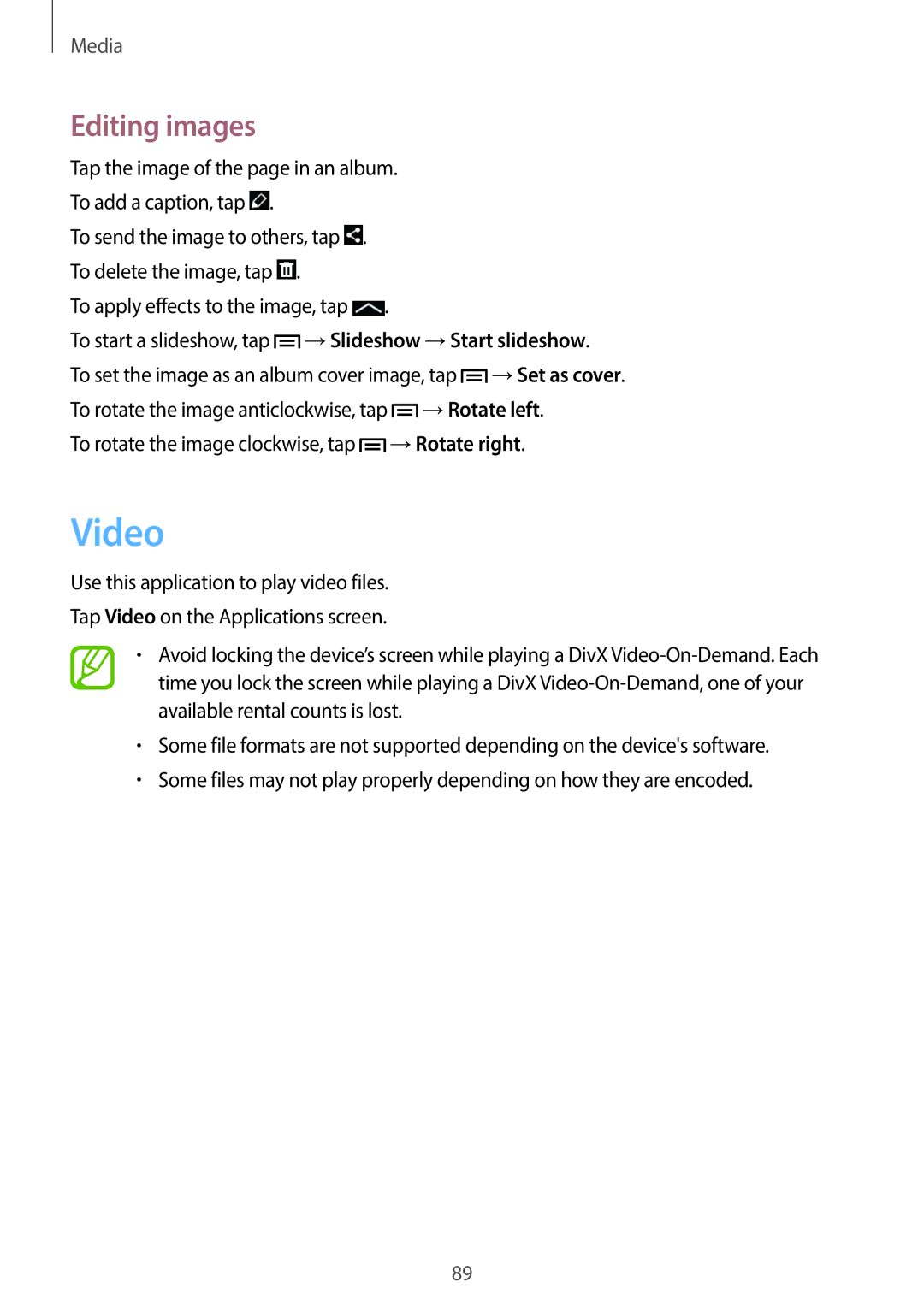 Samsung GT-19505 user manual Video, Editing images 