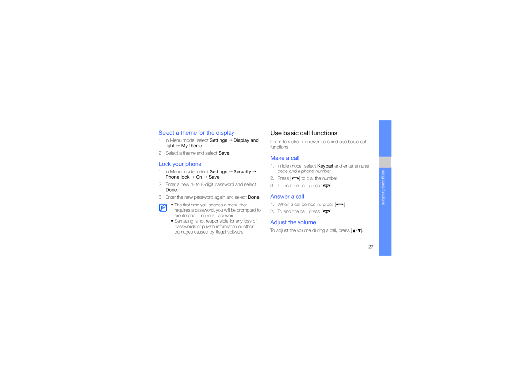 Samsung GT-B3410 user manual Use basic call functions 