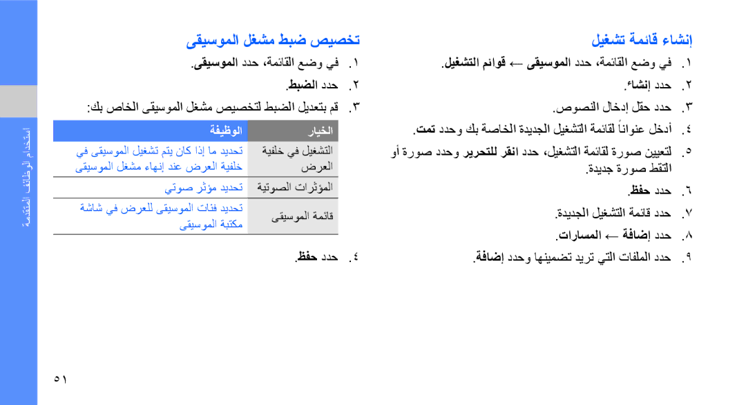 Samsung GT-B3410TIWPAK, GT-B3410TAWARB, GT-B3410TAWMID ىقيسوملا لغشم طبض صيصخت, ليغشت ةمئاق ءاشنإ, تاراسملا ← ةفاضإ ددح 