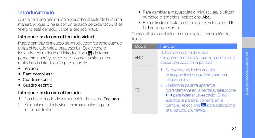 Samsung GT-B3410TIWTEE, GT-B3410TAWTEE, GT-B3410TIWFOP, GT-B3410TAWFOP manual Introducir texto, Modo Función 