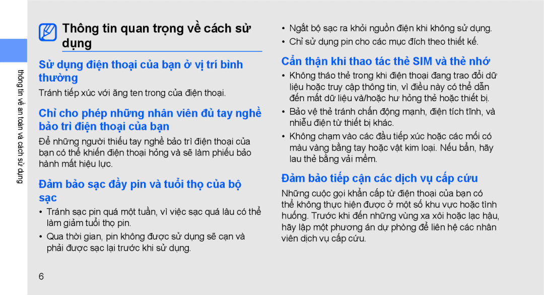 Samsung GT-B3410TAWXEV manual Thông tin quan trọng về cách sử dụng, Sử dụng điện thoại của bạn ở vị trí bình thường 