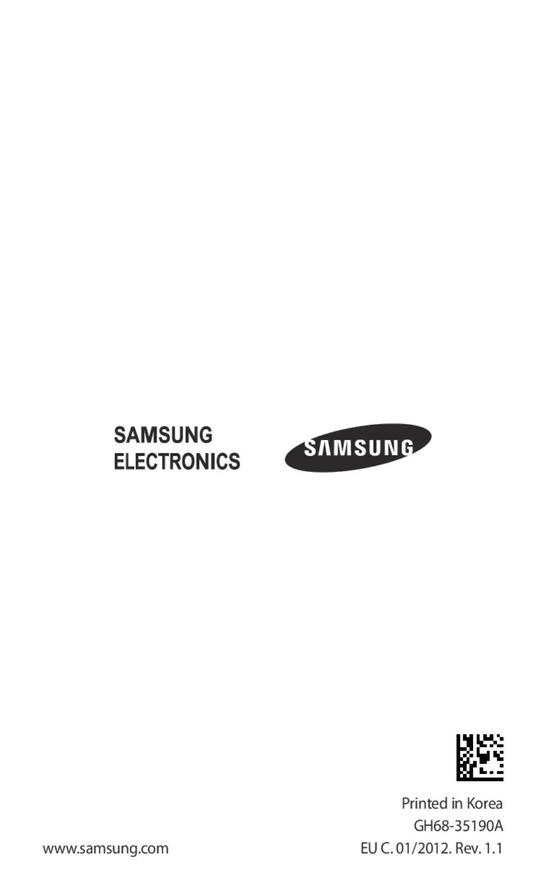 Samsung GT-B3800FKTVD2 manual GH68-35190A 