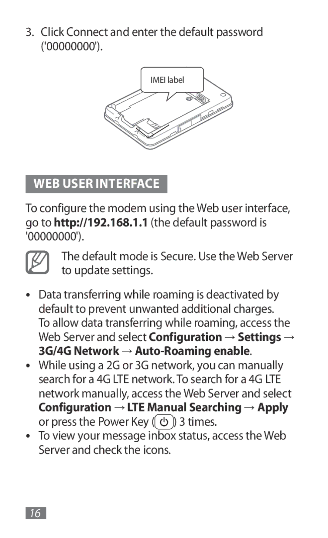 Samsung GT-B3800FKTVD2 manual Web user interface, Click Connect and enter the default password 