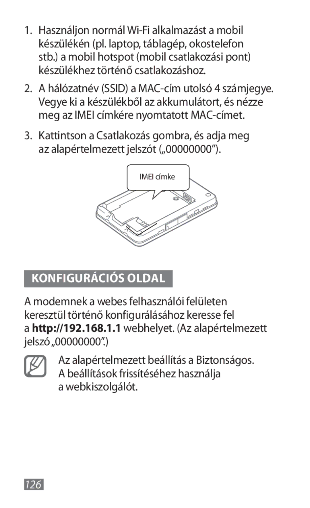 Samsung GT-B3800FKTVD2 manual Webkiszolgálót, 126 