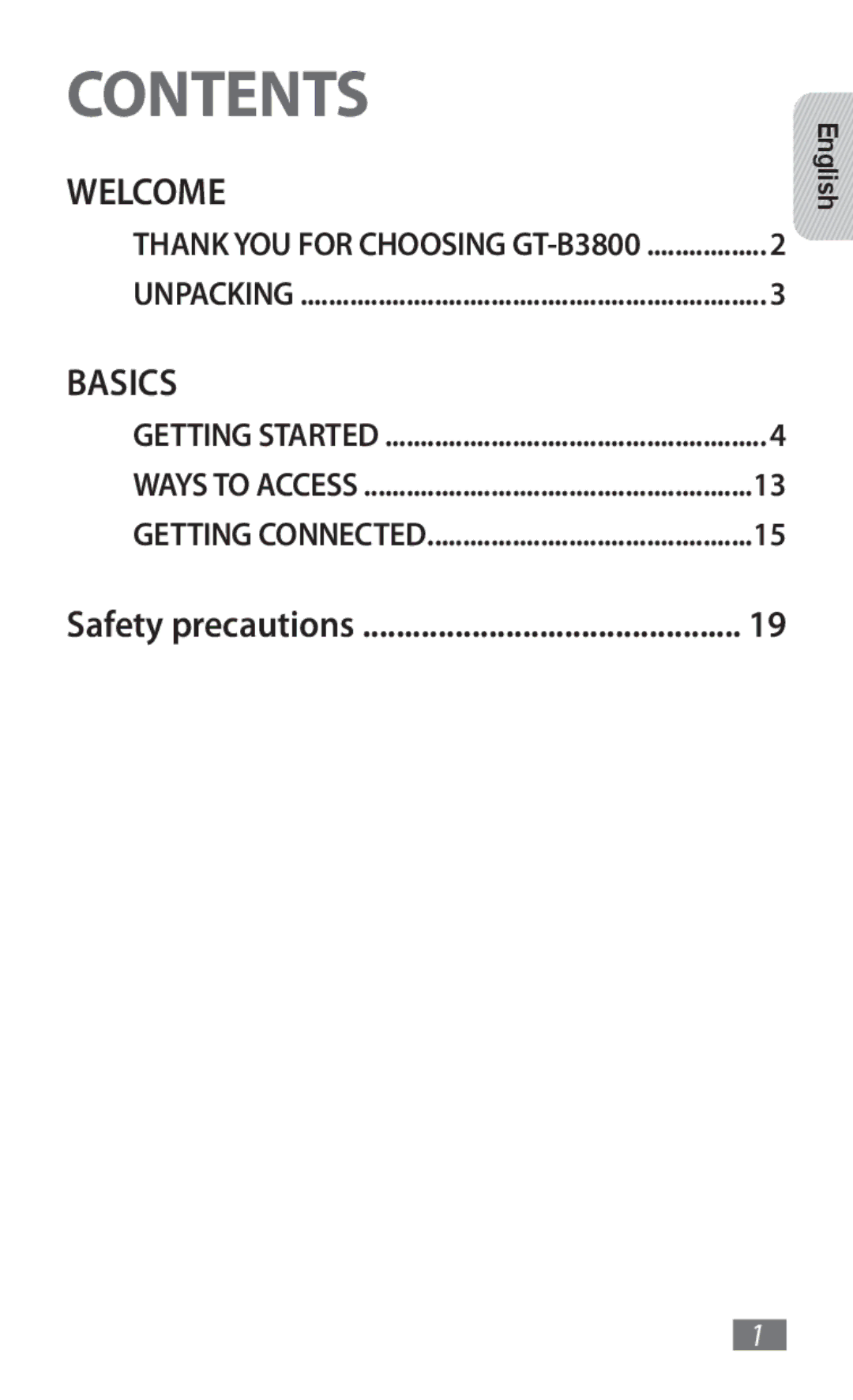 Samsung GT-B3800FKTVD2 manual Contents 