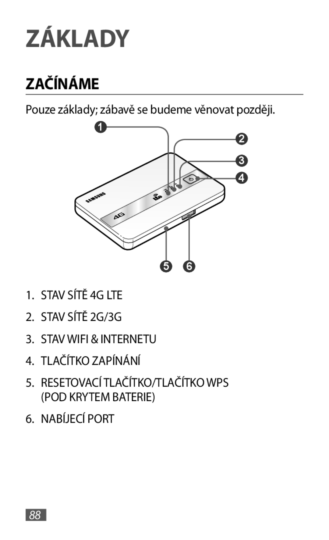 Samsung GT-B3800FKTVD2 manual Základy, Začínáme, Pouze základy zábavě se budeme věnovat později 