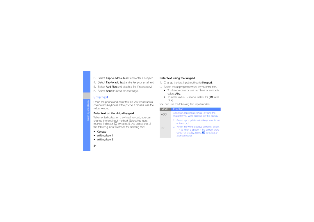 Samsung GT-B5310 manual Select Tap to add subject and enter a subject, Enter text on the virtual keypad 