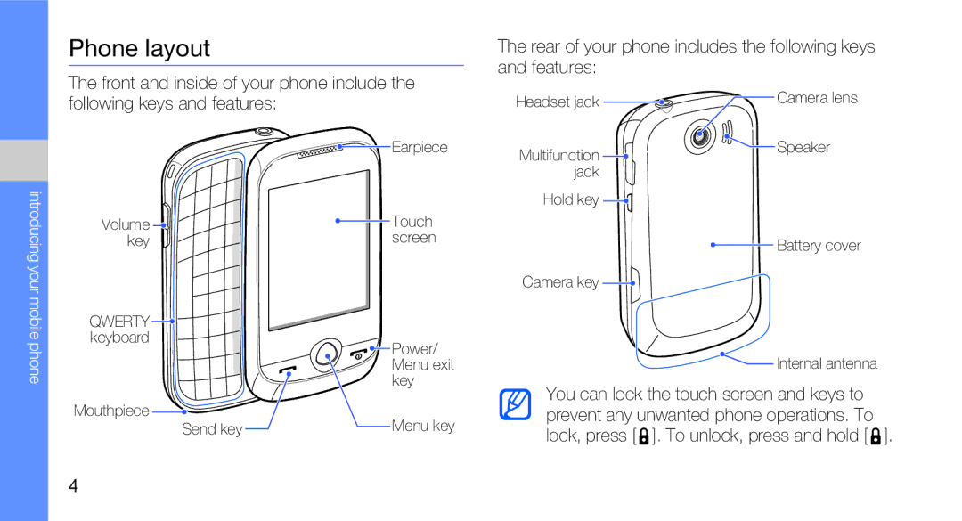 Samsung GT-B5310R user manual Phone layout, Qwerty 