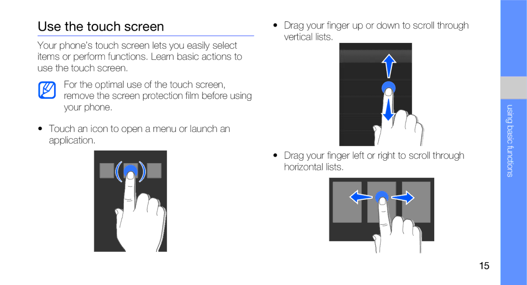 Samsung GT-B5310R user manual Use the touch screen 