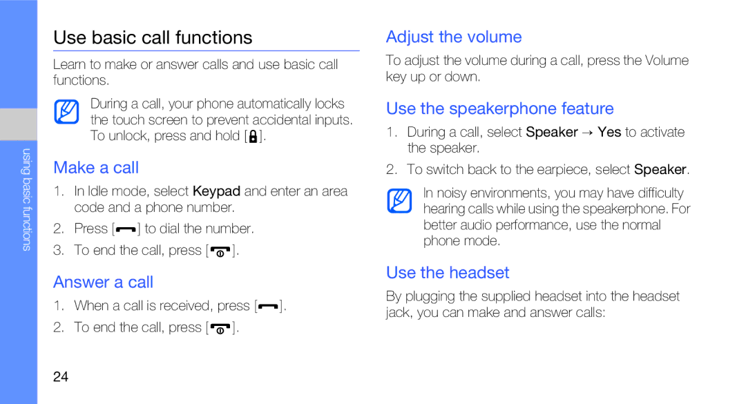 Samsung GT-B5310R user manual Use basic call functions 