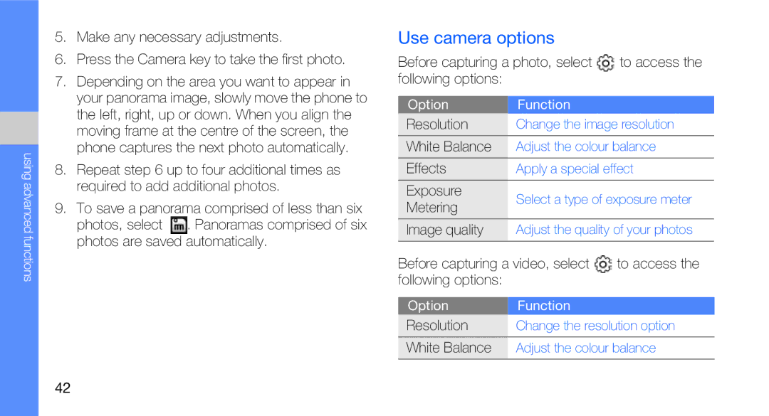 Samsung GT-B5310R user manual Use camera options 