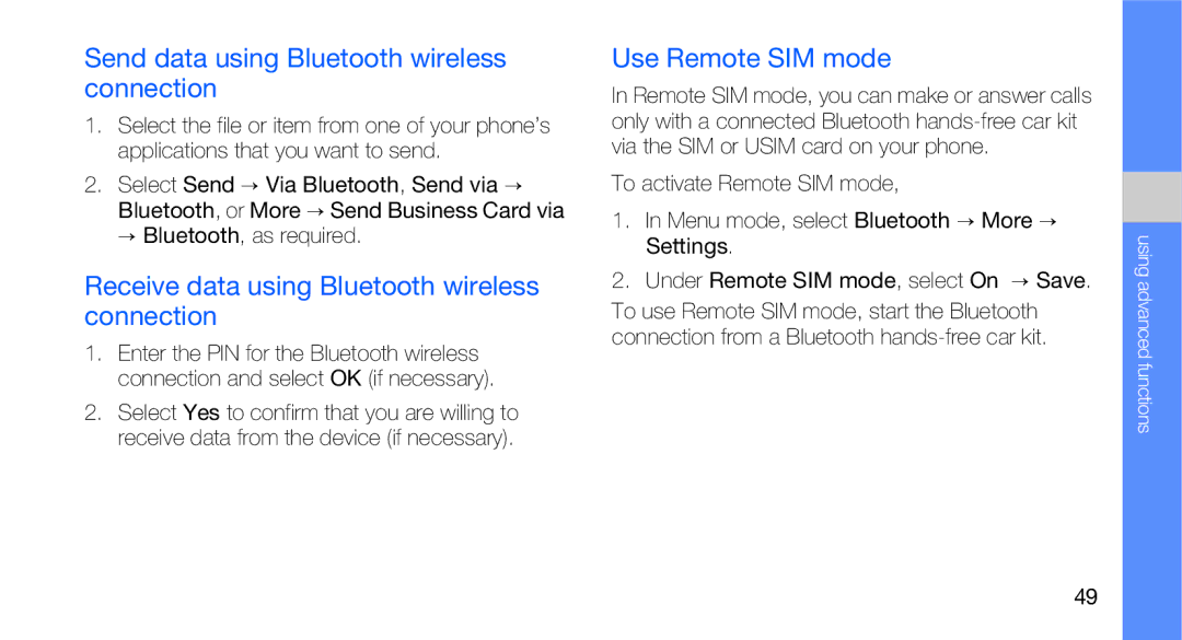 Samsung GT-B5310R Send data using Bluetooth wireless connection, Receive data using Bluetooth wireless connection 