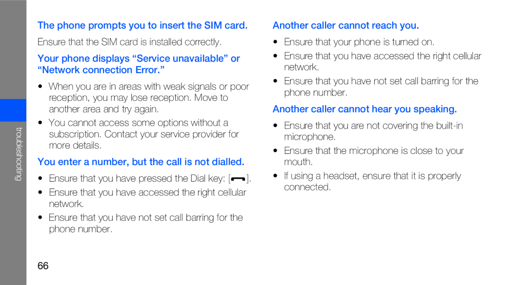 Samsung GT-B5310R user manual Phone prompts you to insert the SIM card, Ensure that the SIM card is installed correctly 