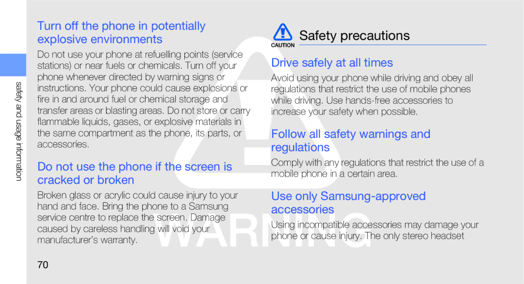 Samsung GT-B5310R user manual Safety precautions 