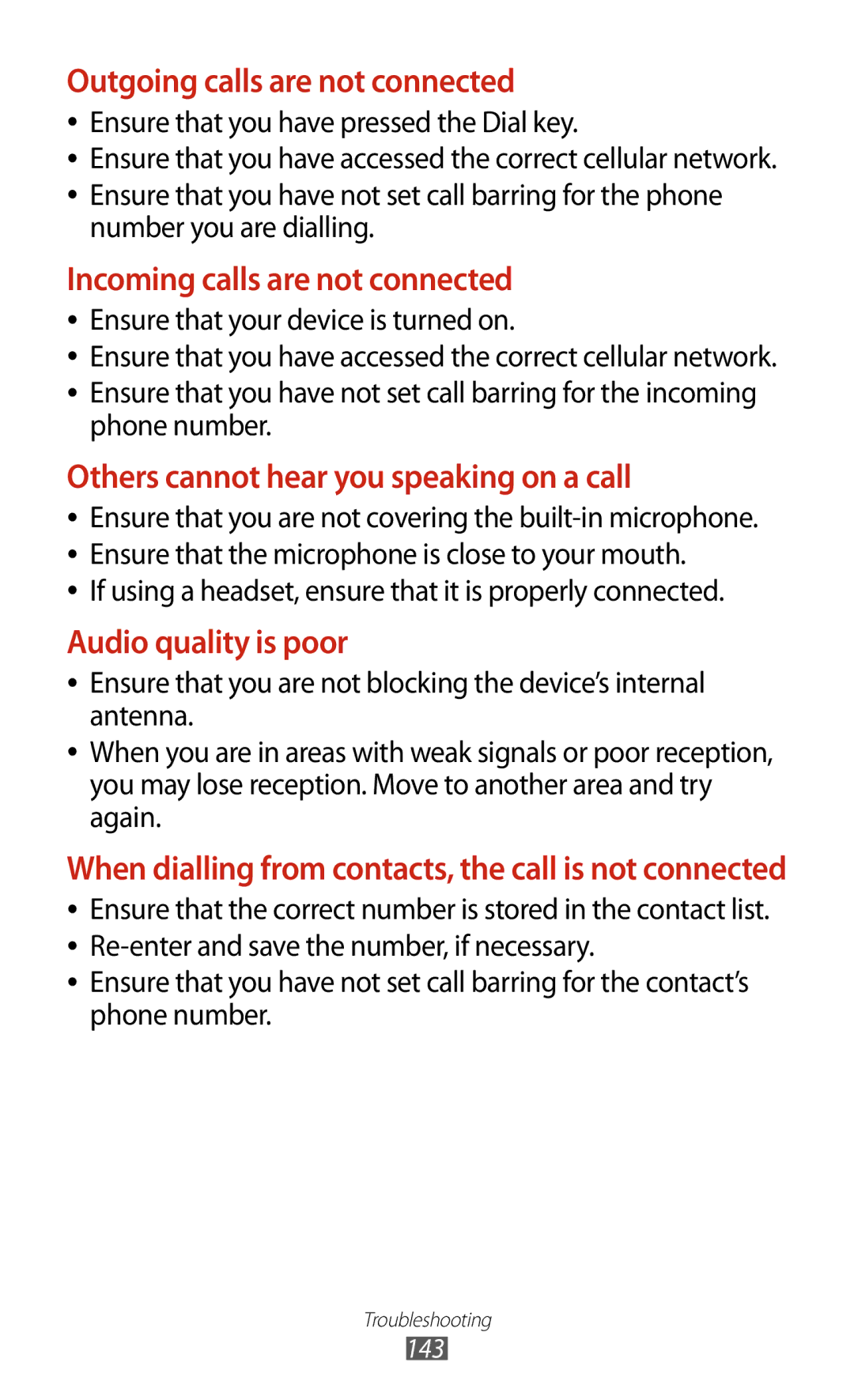 Samsung GT-B5330 Ensure that you have pressed the Dial key, Number you are dialling, Ensure that your device is turned on 