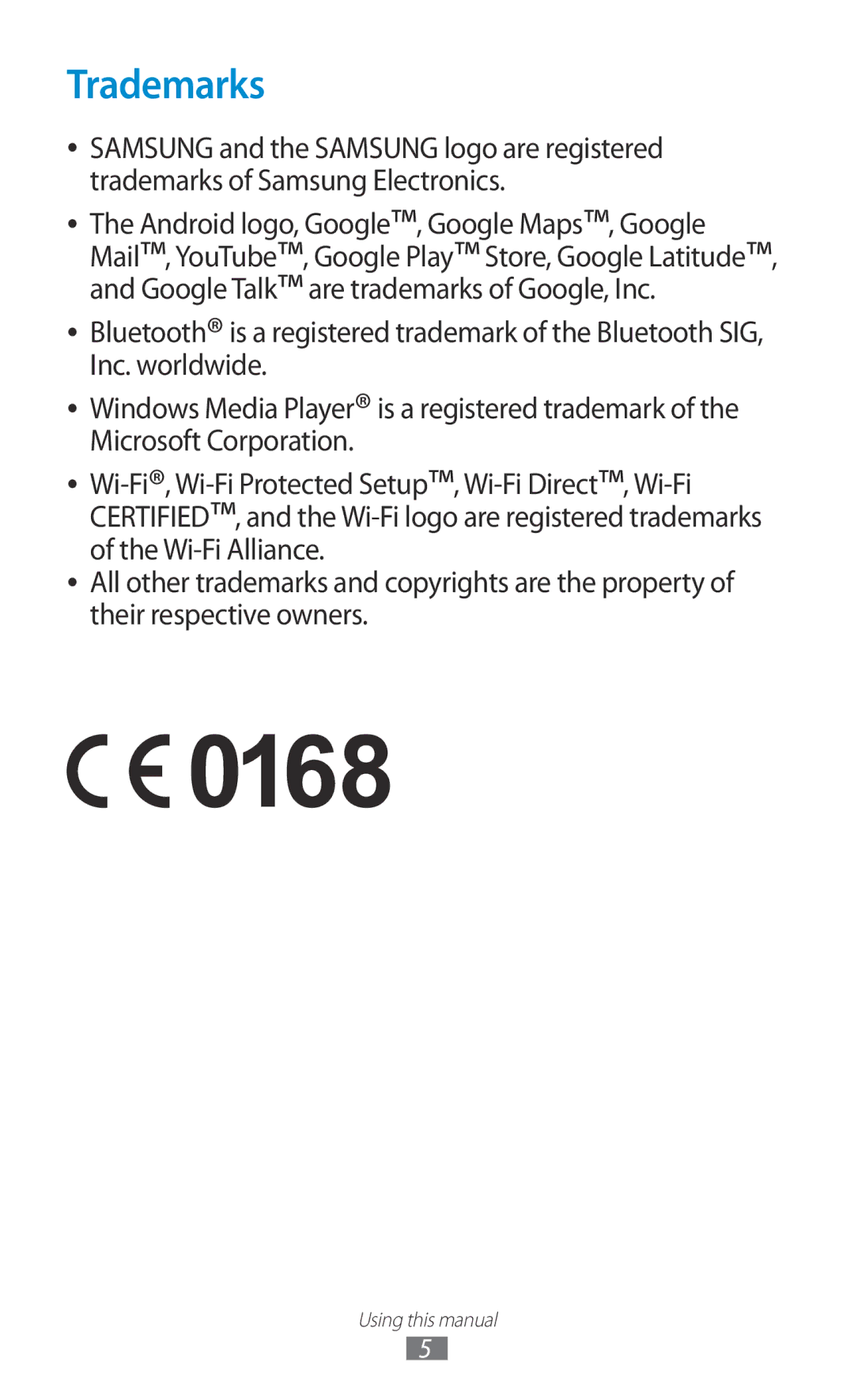 Samsung GT-B5330 user manual Trademarks 