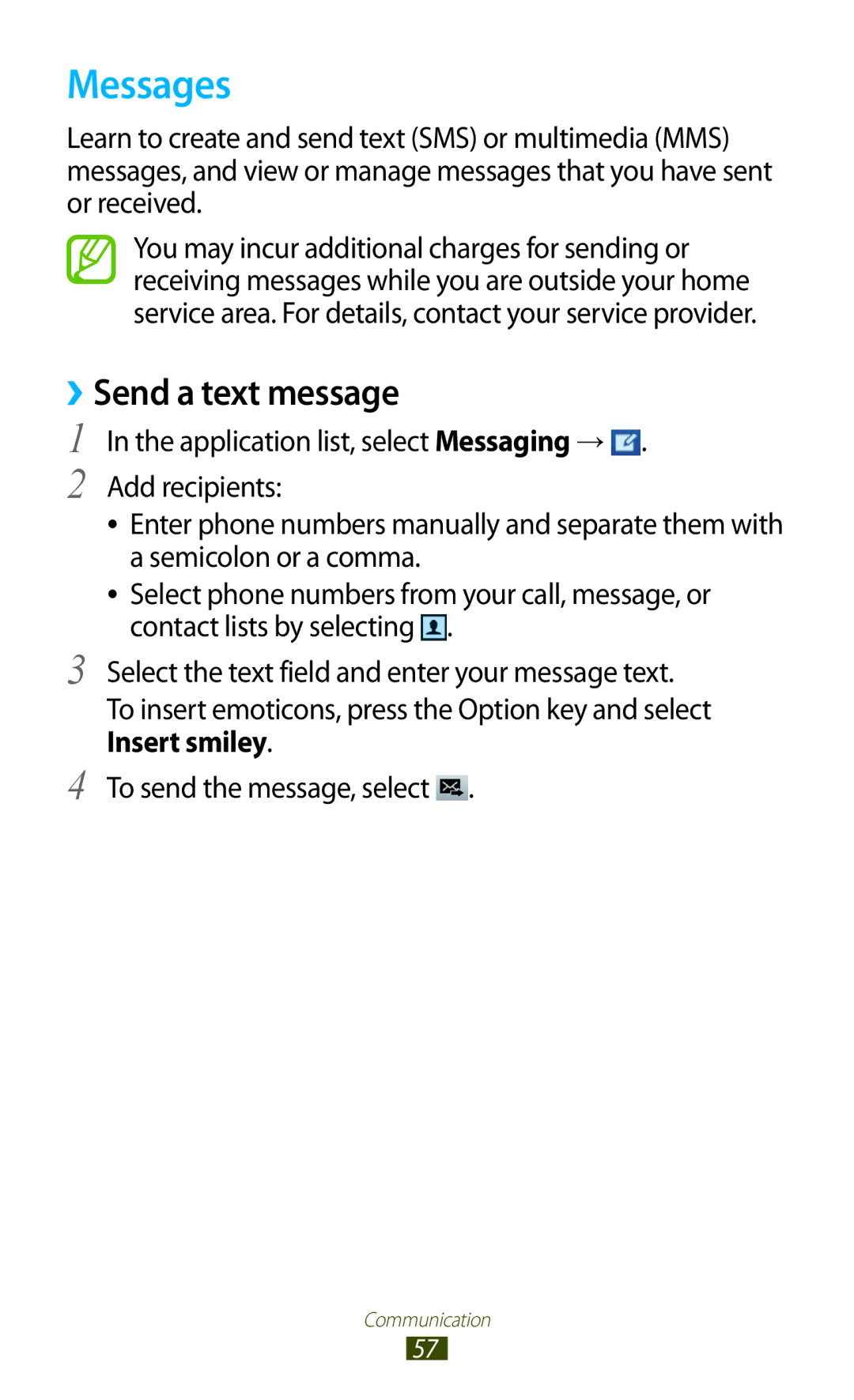 Samsung GT-B5330 user manual Messages, ››Send a text message 