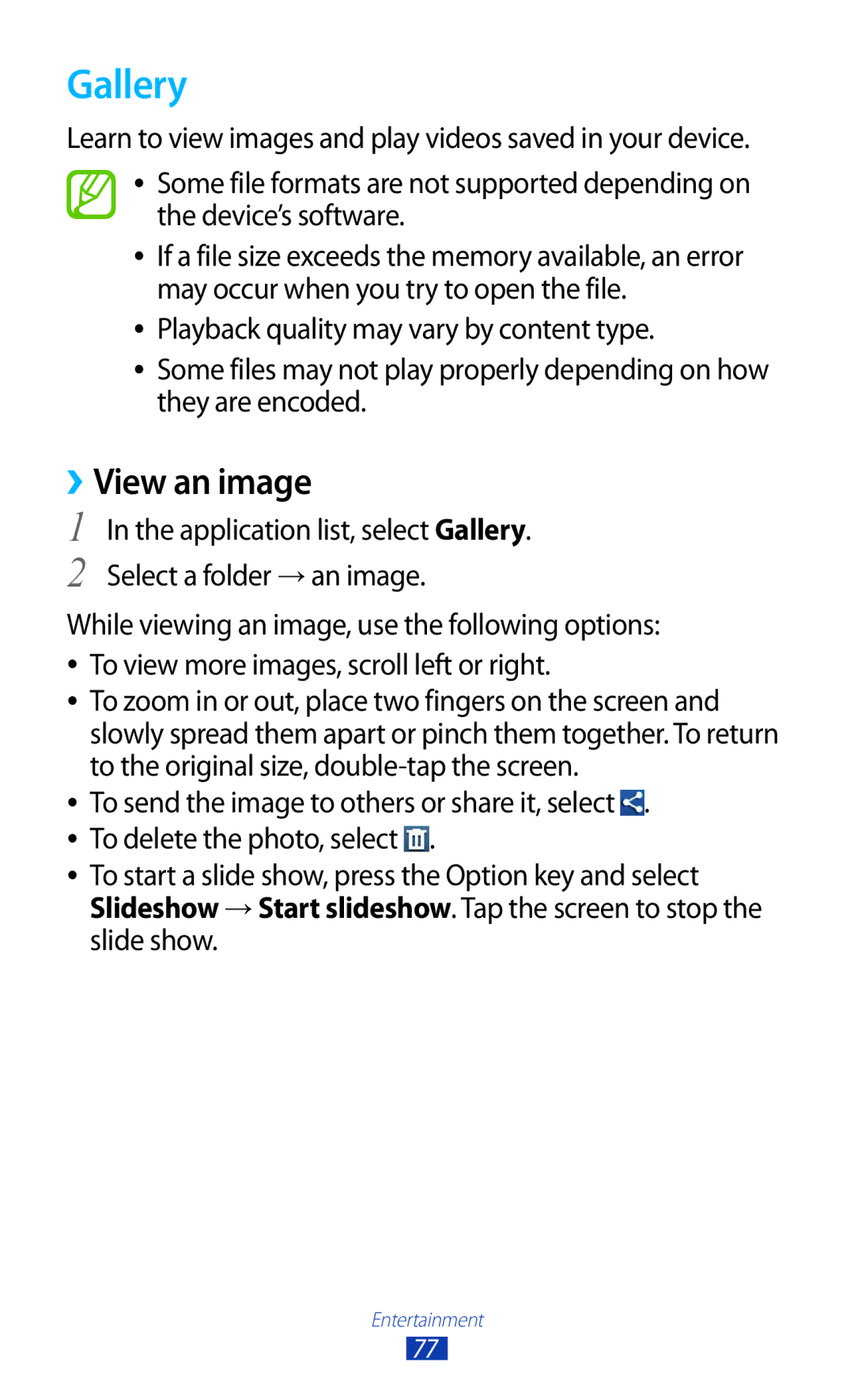 Samsung GT-B5330 user manual Gallery, ››View an image 