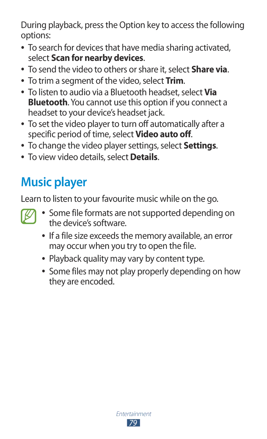 Samsung GT-B5330 user manual Music player 