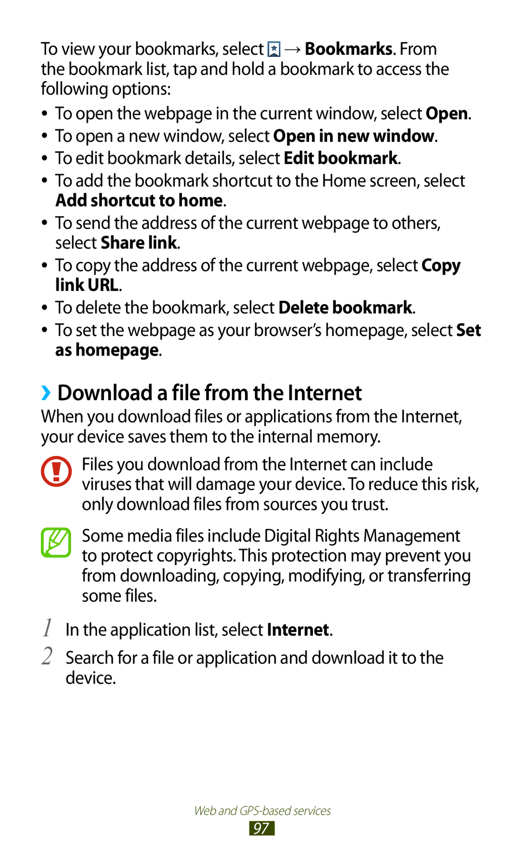 Samsung GT-B5330 user manual ››Download a file from the Internet 