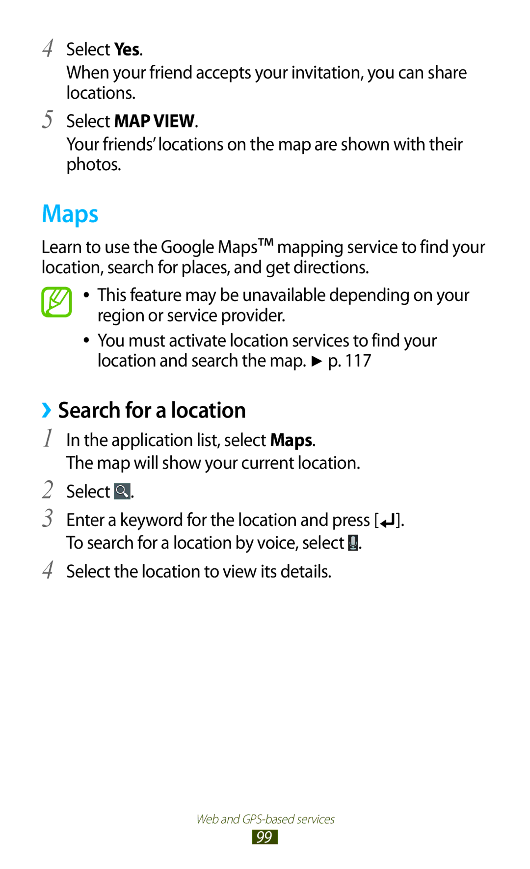 Samsung GT-B5330 user manual Maps, ››Search for a location 