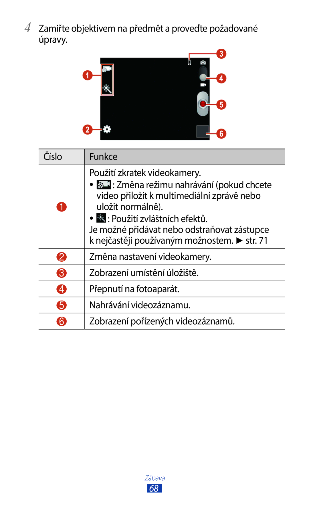 Samsung GT-B5330ZWATMZ manual Video přiložit k multimediální zprávě nebo, Uložit normálně Použití zvláštních efektů 