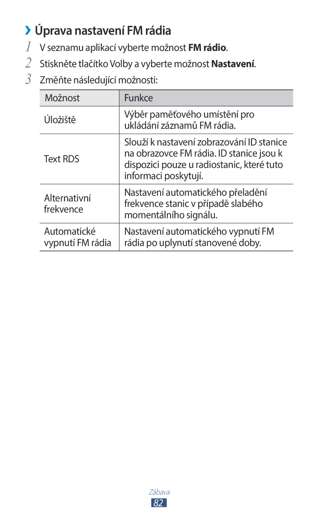 Samsung GT-B5330ZWAETL, GT-B5330ZIATMZ, GT-B5330ZWAXEO manual ››Úprava nastavení FM rádia, Text RDS, Informaci poskytují 