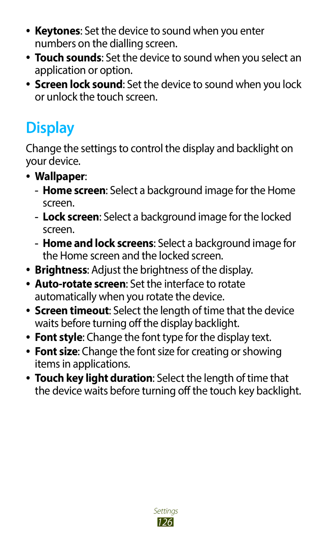 Samsung GT-B5330ZKACOA, GT-B5330ZWAITV, GT-B5330ZKATIM, GT-B5330ZKAOMN, GT-B5330ZKAITV, GT-B5330ZIATIM manual Display, Wallpaper 