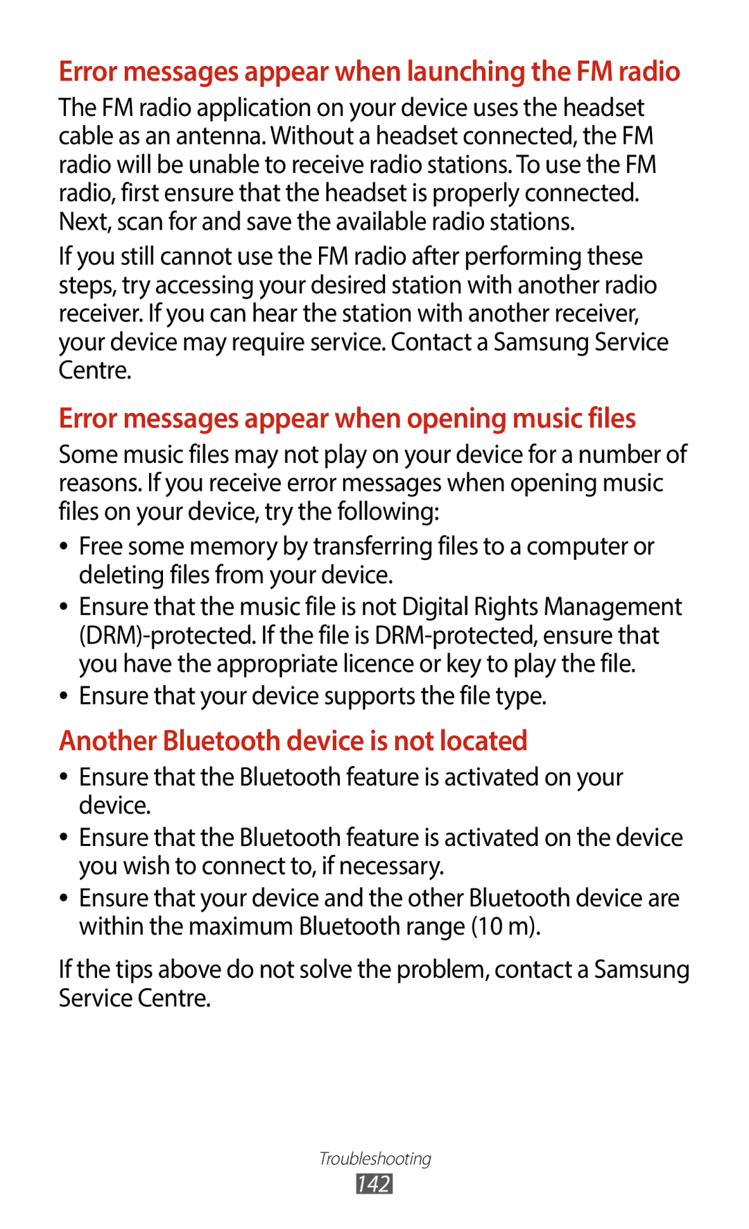 Samsung GT-B5330ZIATMZ, GT-B5330ZWAITV, GT-B5330ZKATIM, GT-B5330ZKAOMN manual Another Bluetooth device is not located 