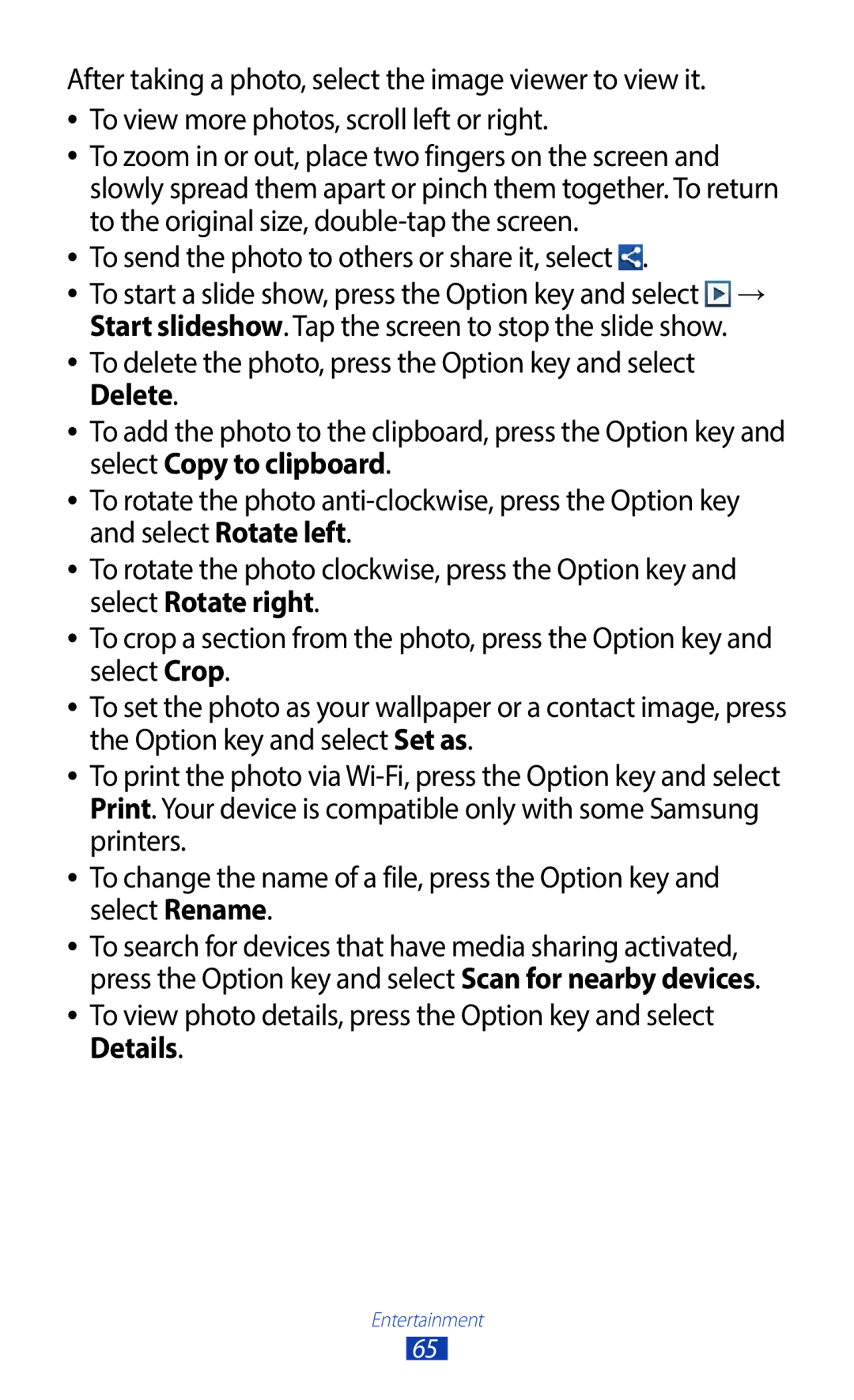 Samsung GT-B5330ZKATIM, GT-B5330ZWAITV, GT-B5330ZKAOMN, GT-B5330ZKAITV, GT-B5330ZIATIM, GT-B5330ZWATIM manual Entertainment 