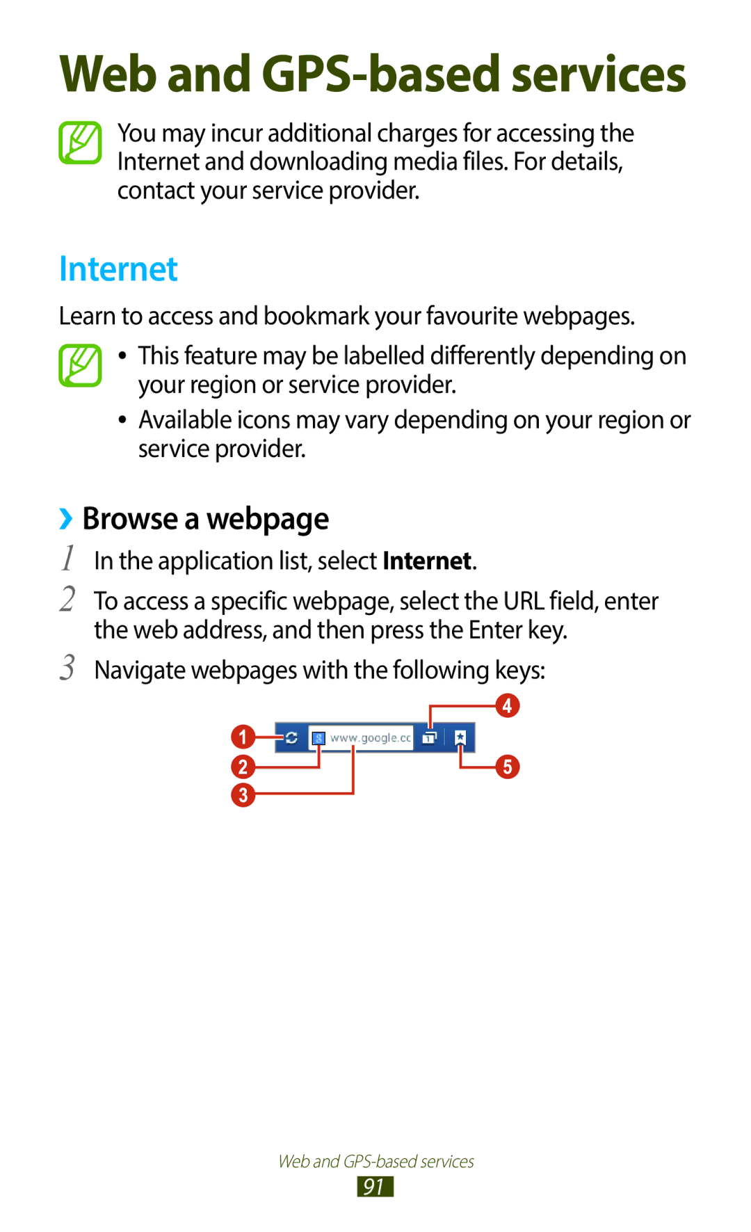 Samsung GT-B5330ZWASEB, GT-B5330ZWAITV, GT-B5330ZKATIM manual ››Browse a webpage, Application list, select Internet 