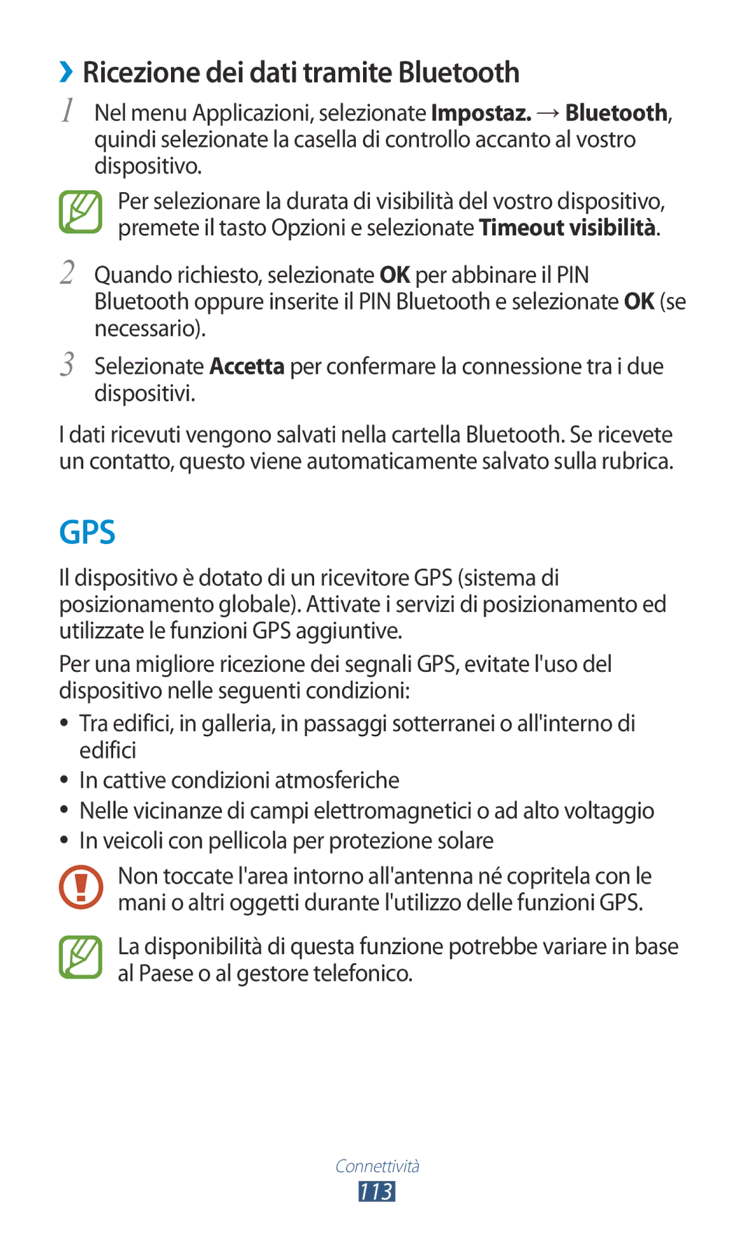 Samsung GT-B5330ZKATIM, GT-B5330ZWAITV, GT-B5330ZKAOMN, GT-B5330ZKAITV manual Gps, ››Ricezione dei dati tramite Bluetooth 