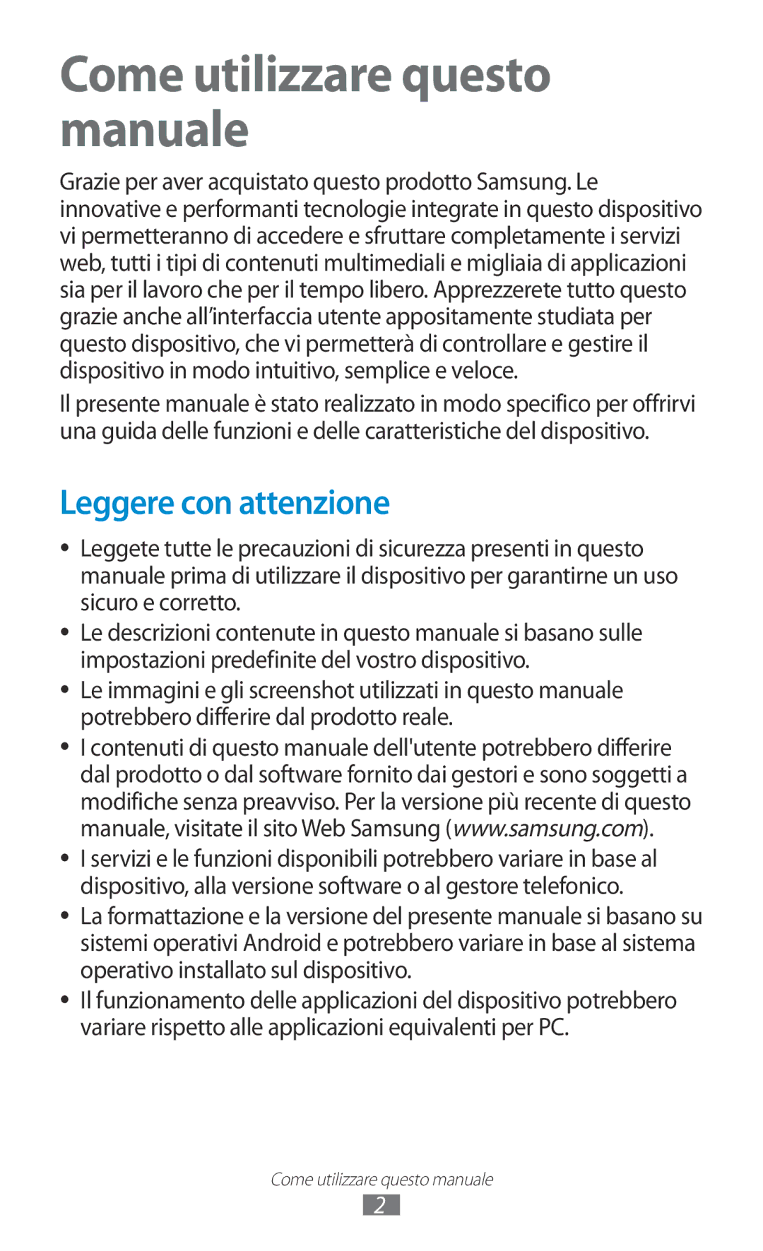 Samsung GT-B5330ZKAOMN, GT-B5330ZWAITV, GT-B5330ZKATIM Come utilizzare questo manuale, Leggere con attenzione 