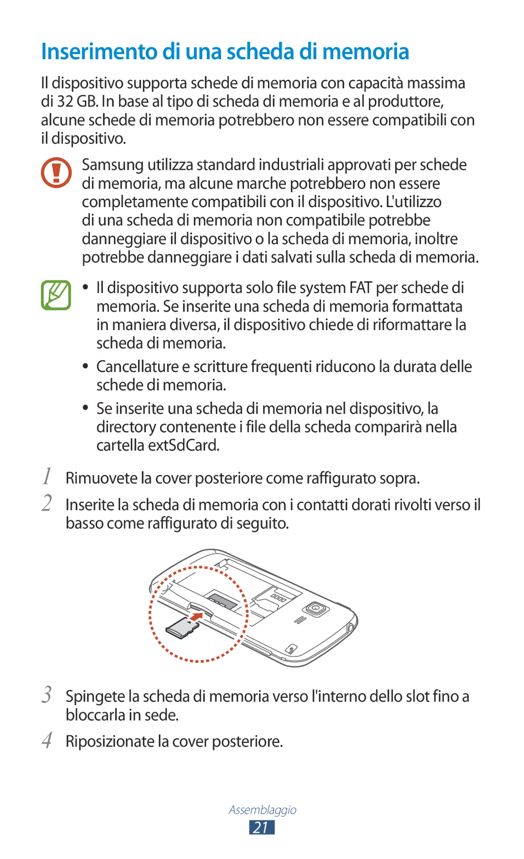 Samsung GT-B5330ZWAITV, GT-B5330ZKATIM, GT-B5330ZKAOMN, GT-B5330ZKAITV, GT-B5330ZIATIM Inserimento di una scheda di memoria 