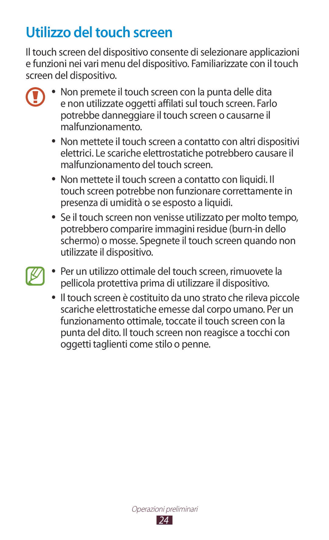 Samsung GT-B5330ZKAITV, GT-B5330ZWAITV, GT-B5330ZKATIM, GT-B5330ZKAOMN, GT-B5330ZIATIM manual Utilizzo del touch screen 