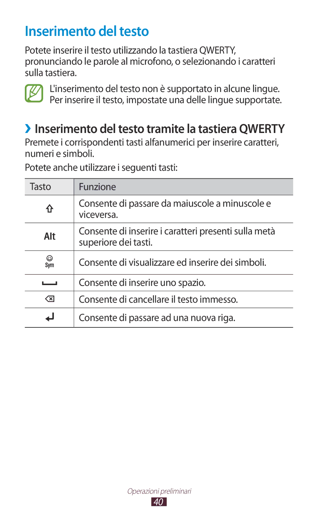 Samsung GT-B5330ZWATIM, GT-B5330ZWAITV, GT-B5330ZKATIM manual ››Inserimento del testo tramite la tastiera Qwerty 