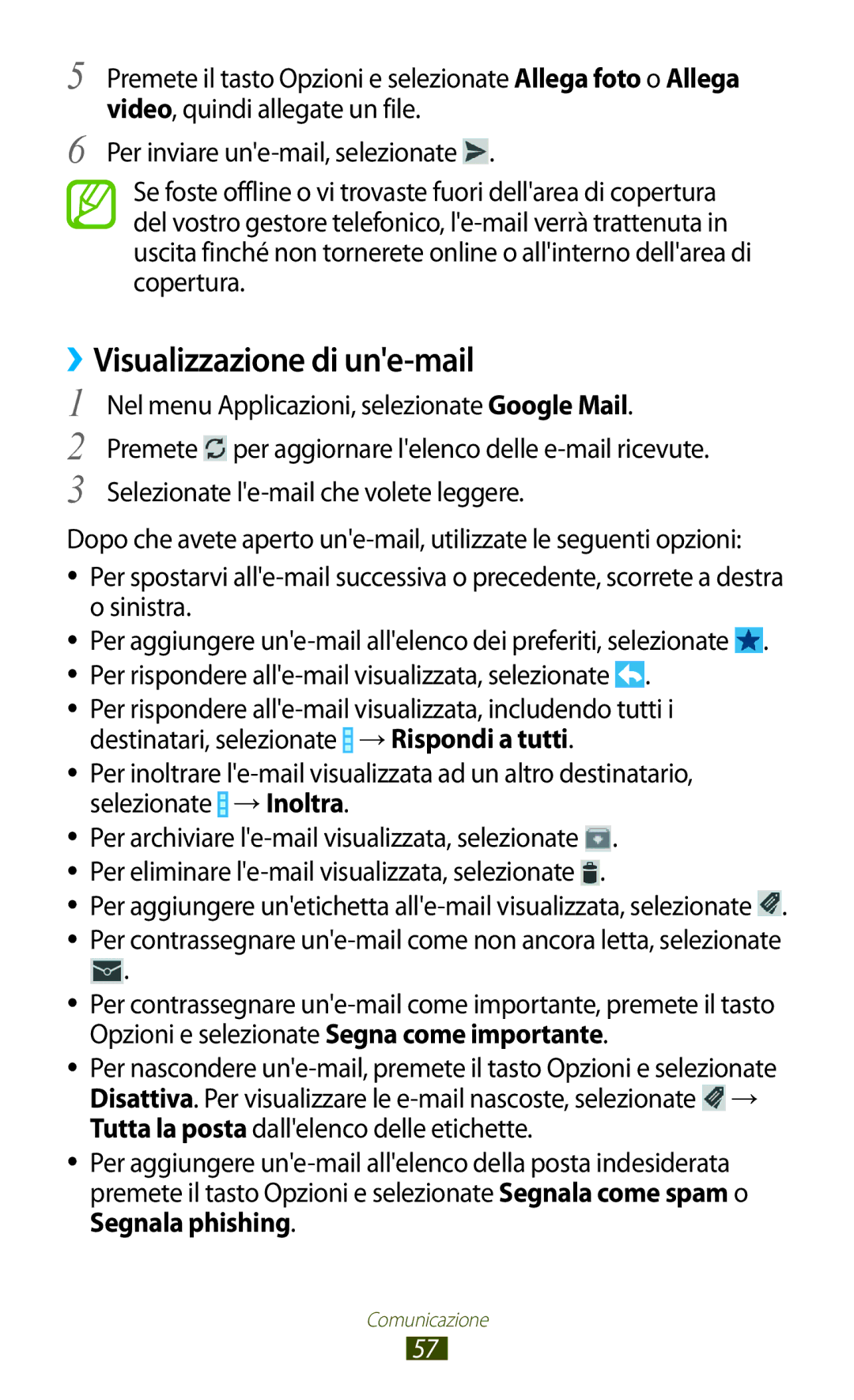 Samsung GT-B5330ZKATIM, GT-B5330ZWAITV manual Visualizzazione di une-mail, Nel menu Applicazioni, selezionate Google Mail 