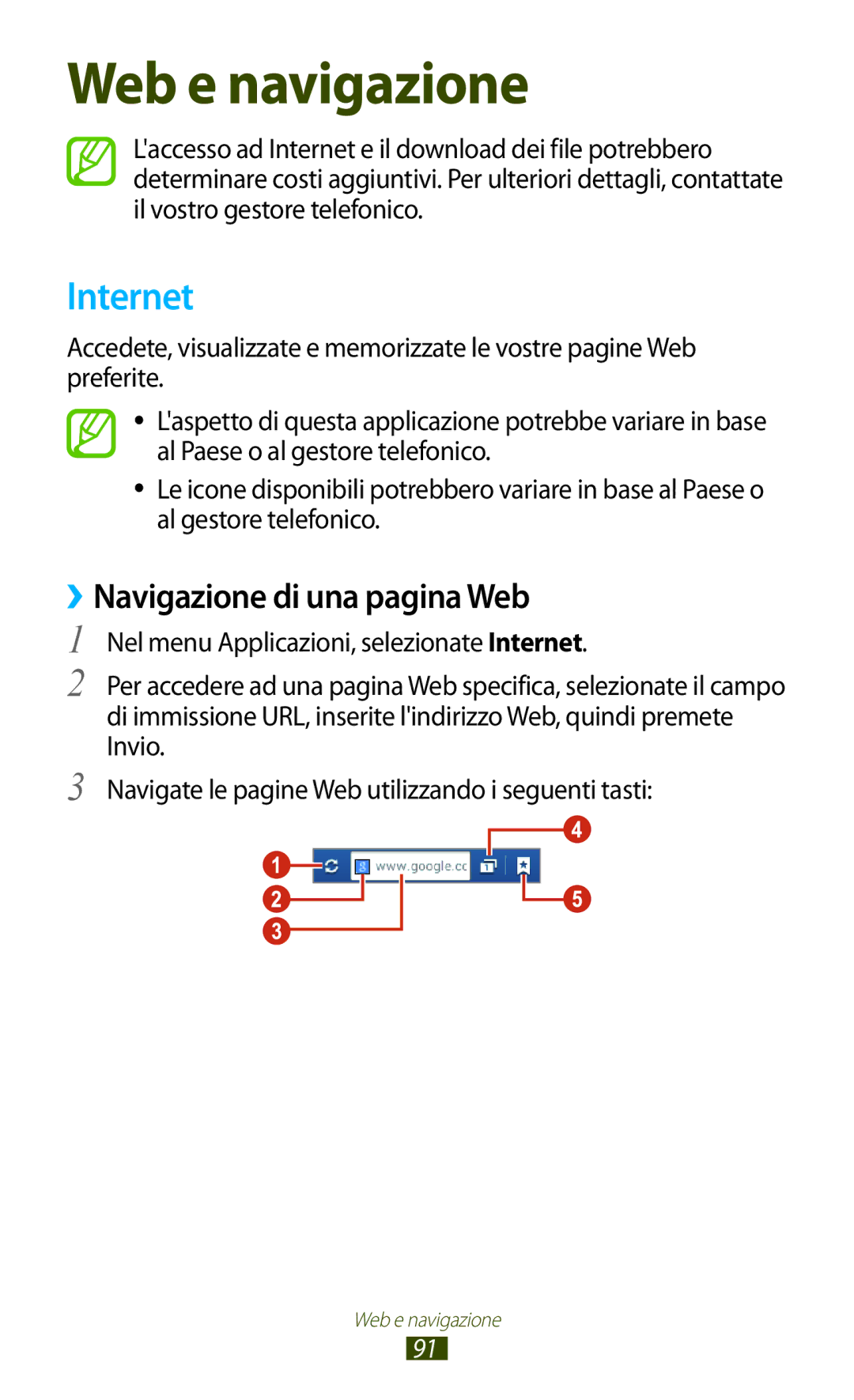 Samsung GT-B5330ZWAITV, GT-B5330ZKATIM, GT-B5330ZKAOMN, GT-B5330ZKAITV manual Internet, ››Navigazione di una pagina Web 